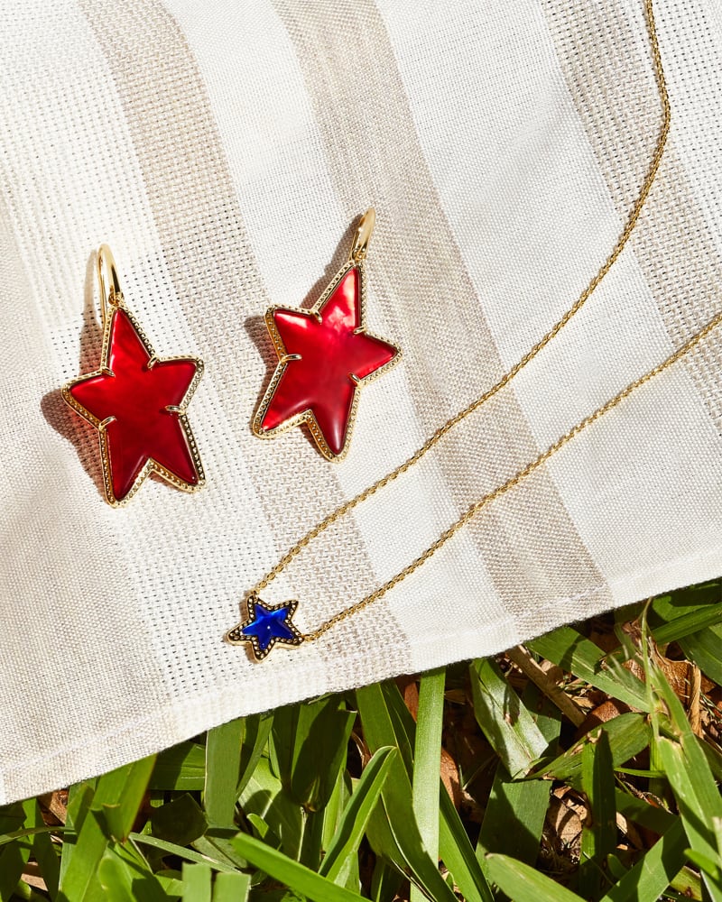 Kendra Scott | Ada Gold Star Drop Earrings in Cranberry Illusion