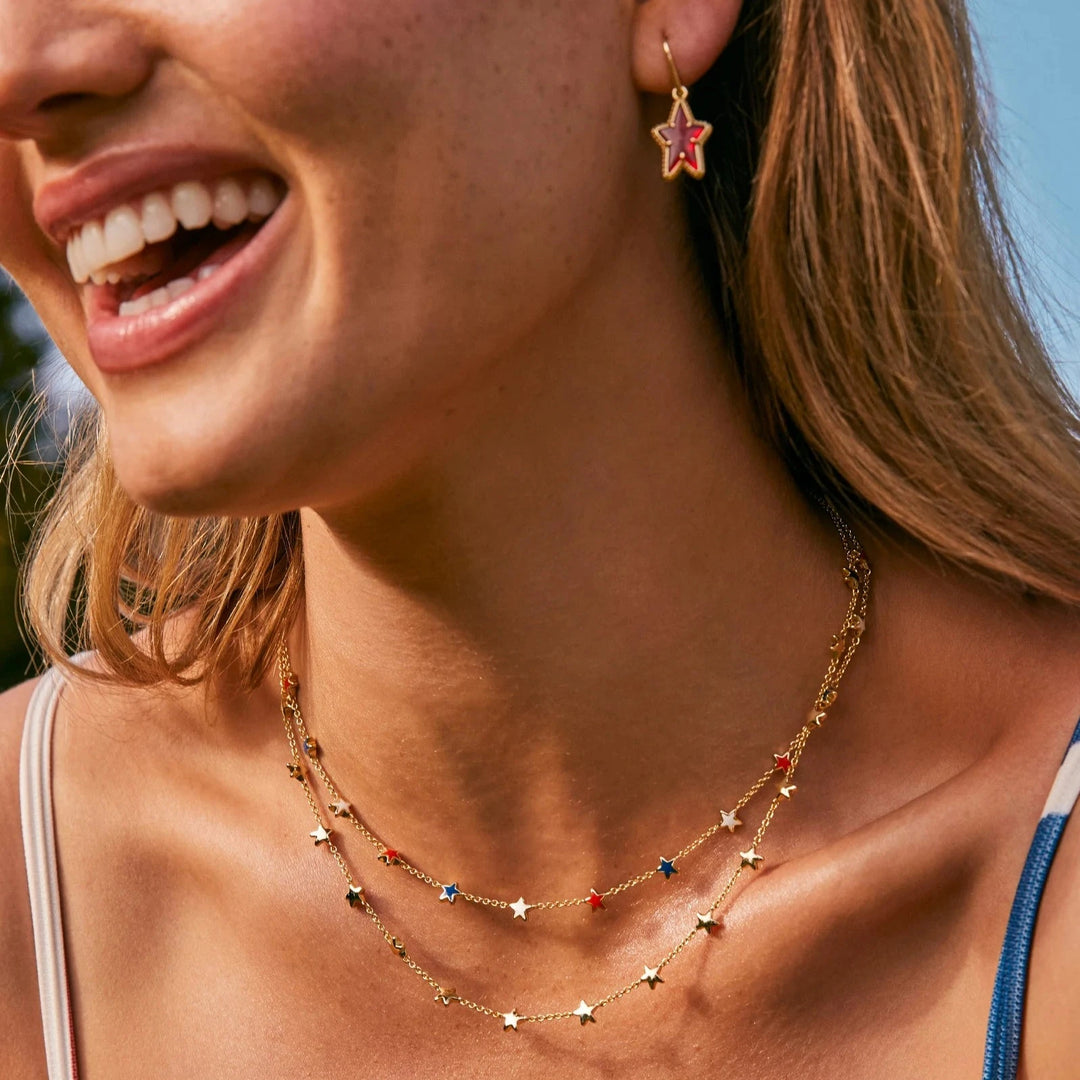 Kendra Scott | Ada Gold Small Star Drop Earrings in Red Illusion - Giddy Up Glamour Boutique