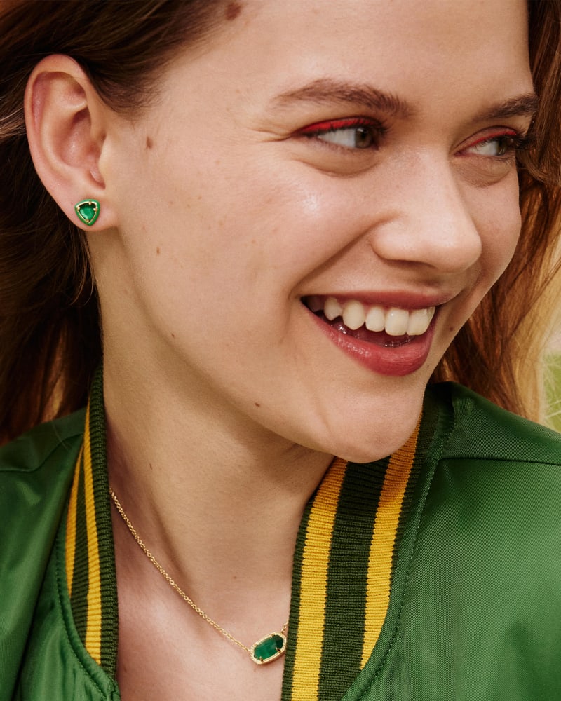 Kendra Scott | Arden Gold Enamel Framed Stud Earrings in Emerald Illusion - Giddy Up Glamour Boutique