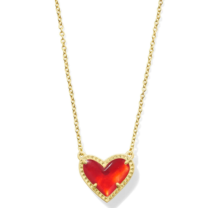 Kendra Scott | Ari Heart Gold Pendant Necklace in Red Illusion