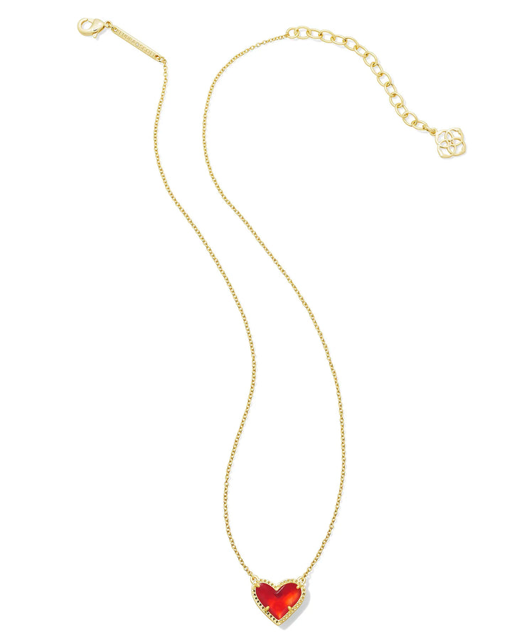 Kendra Scott | Ari Heart Gold Pendant Necklace in Red Illusion