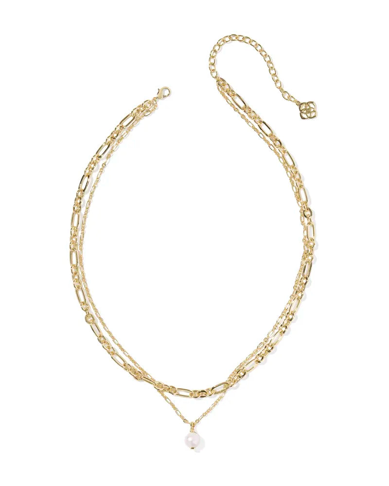 Kendra Scott | Ashton Gold Multi Strand Necklace with Freshwater Cultured Pearl