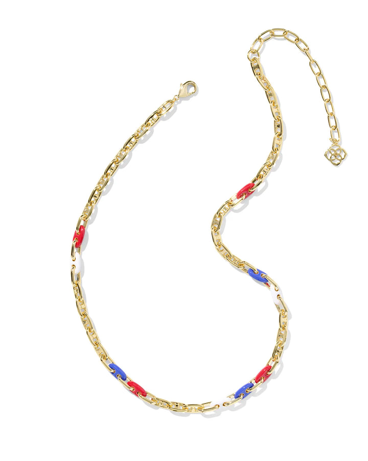 Kendra Scott | Bailey Gold Chain Necklace in Red, White and Blue