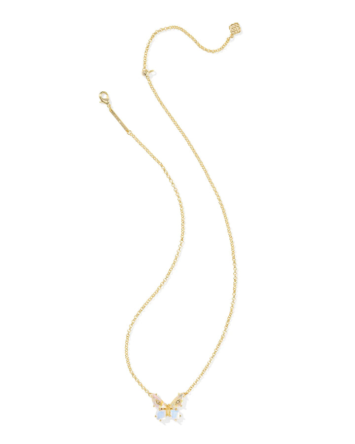 Kendra Scott | Bianca Butterfly Gold Short Pendant Necklace in Iridescent White Mix