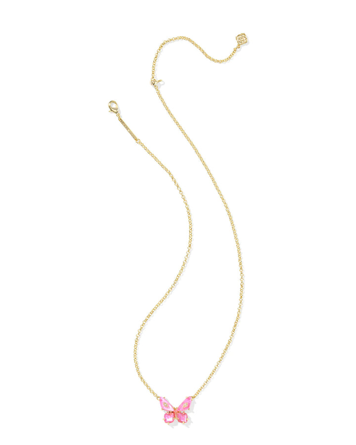 Kendra Scott | Bianca Butterfly Gold Short Pendant Necklace in Pink Mix