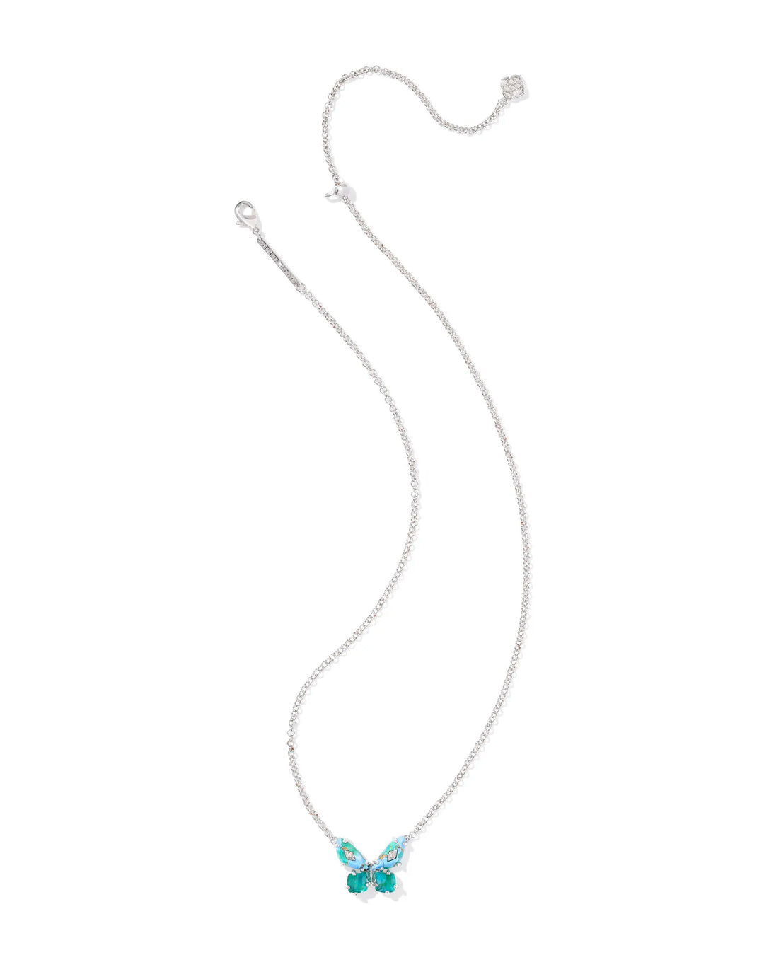 Kendra Scott | Bianca Butterfly Silver Short Pendant Necklace in Bright Aqua Mix