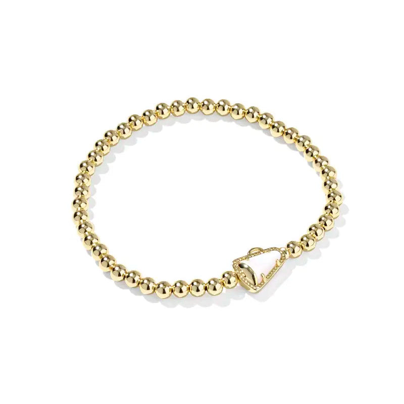 Gold bracelet with a cheer megaphone on a white background