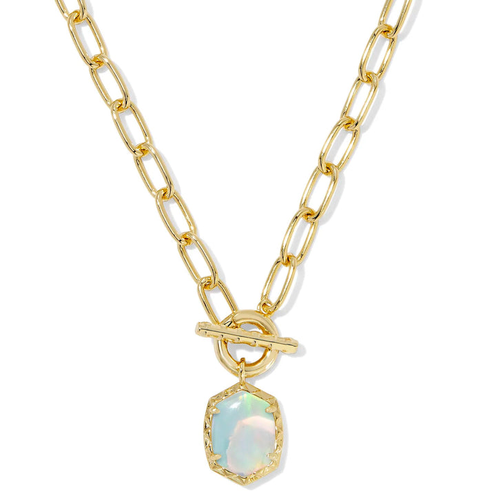 Kendra Scott | Daphne Convertible Gold Link and Chain Necklace in White Opalescent