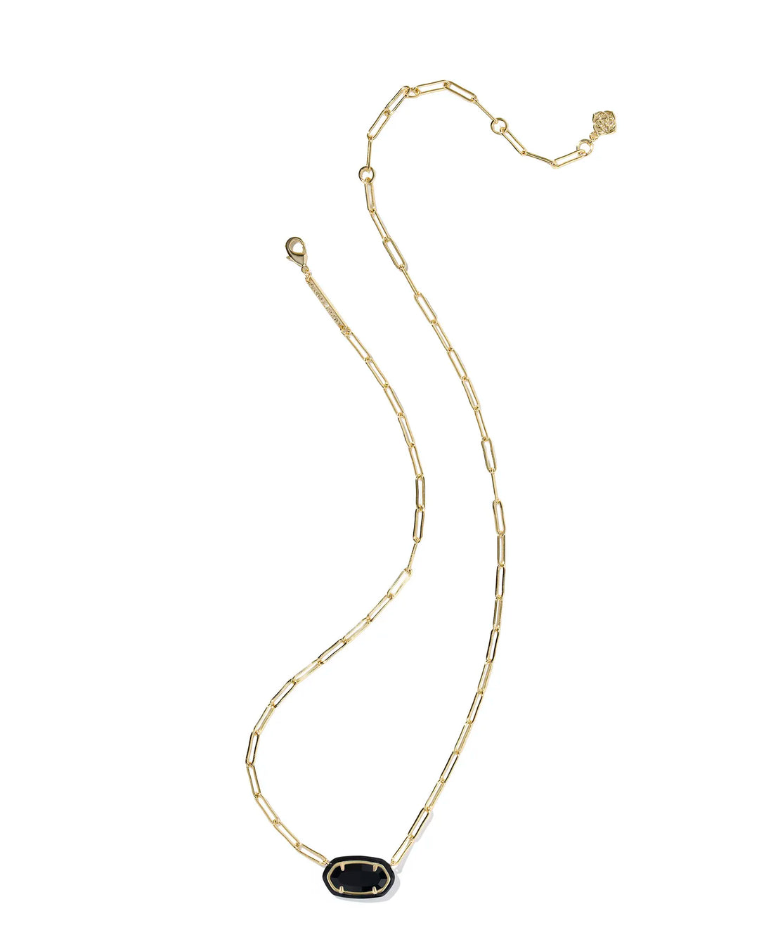 Kendra Scott | Elisa Enamel Frame Gold Paperclip Necklace in Black Agate