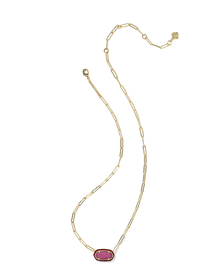 Kendra Scott | Elisa Enamel Frame Gold Paperclip Necklace in Maroon Magnesite