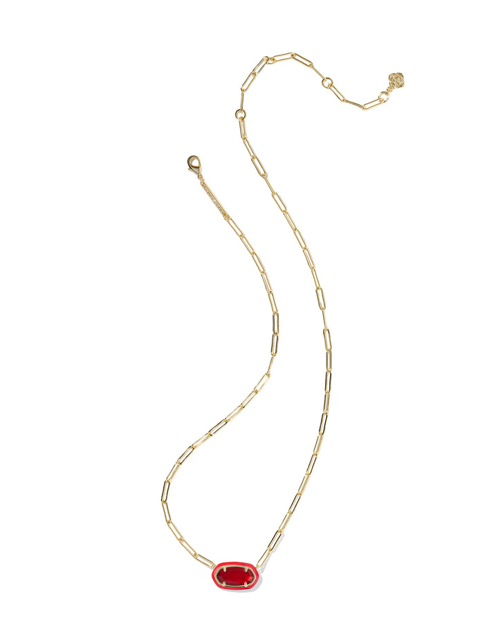 Kendra Scott | Elisa Enamel Frame Gold Paperclip Necklace in Red Illusion