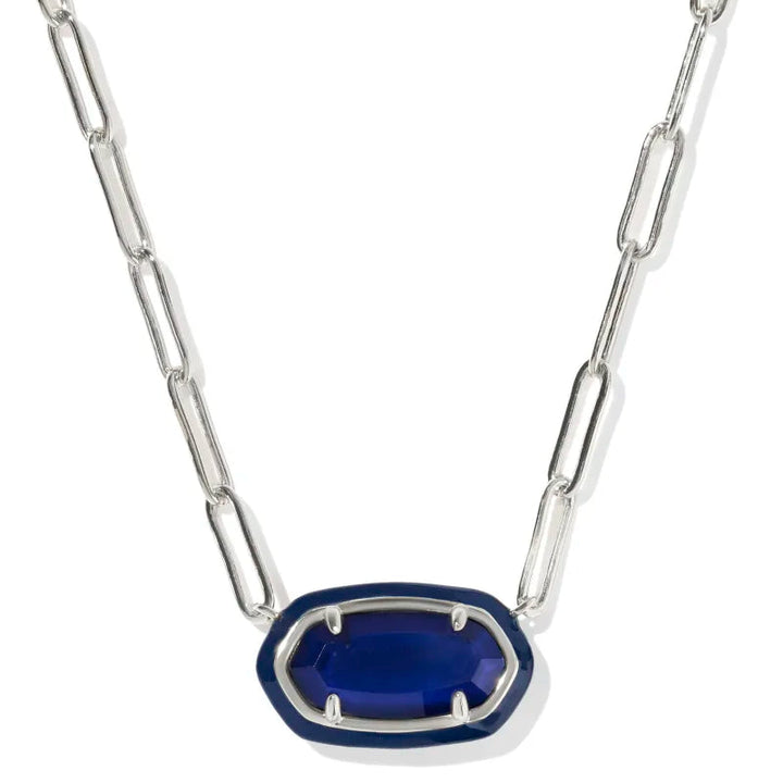 Necklace with a blue pendant on a white background