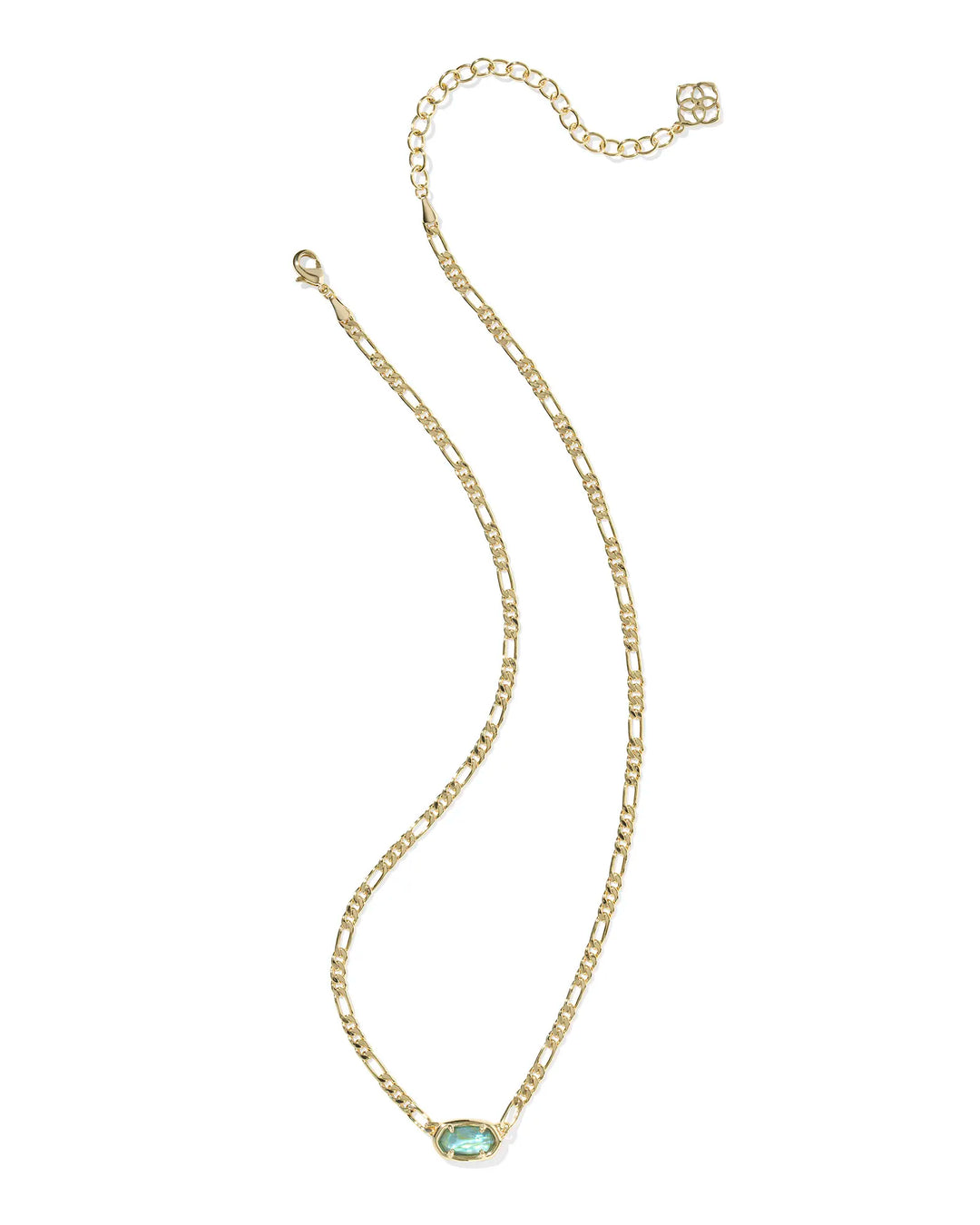 Kendra Scott | Elisa Gold Figaro Chain Short Pendant Necklace in Deep Aqua Illusion