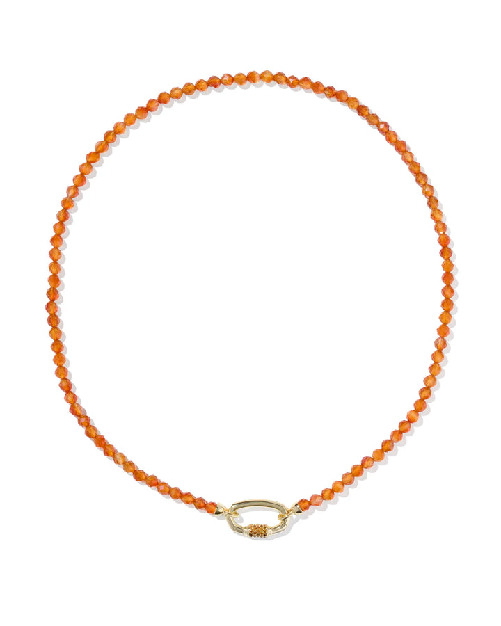 Kendra Scott | Emery Gold Beaded Strand Necklace in Orange Agate