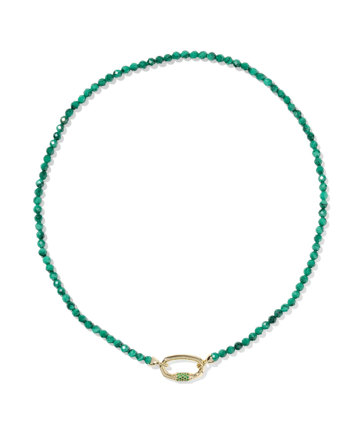 Kendra Scott | Emery Gold Beaded Strand Necklace in Green Malachite