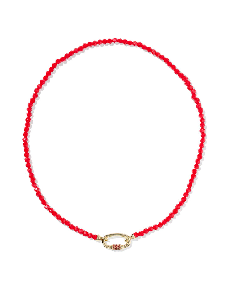 Kendra Scott | Emery Gold Beaded Strand Necklace in Red Glass