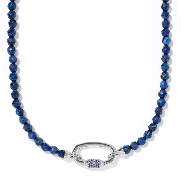 Kendra Scott | Emery Silver Beaded Strand Necklace in Dark Blue Quartzite