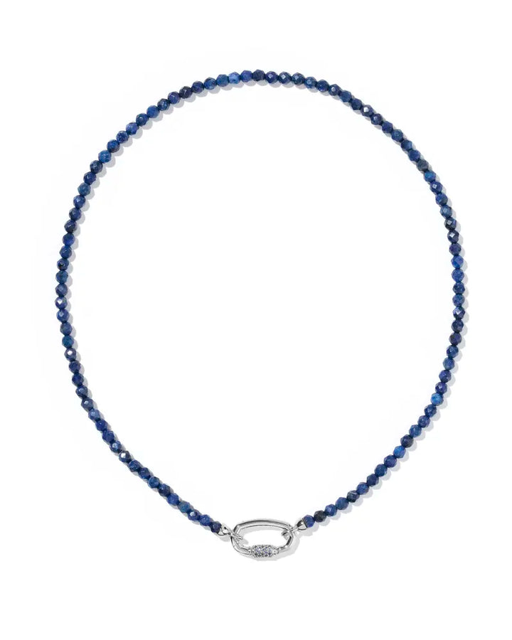 Kendra Scott | Emery Silver Beaded Strand Necklace in Dark Blue Quartzite
