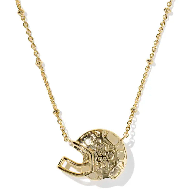 Kendra Scott | Football Helmet Gold Short Pendant Necklace in Ivory Mother-of-Pearl