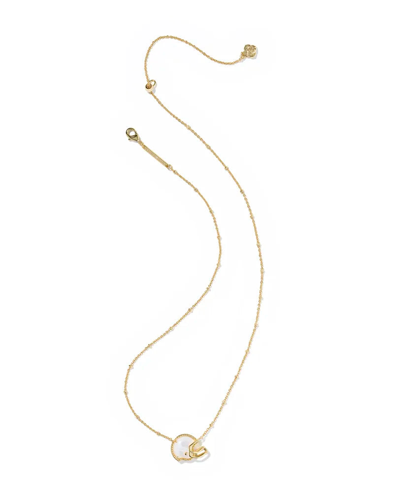 Kendra Scott | Football Helmet Gold Short Pendant Necklace in Ivory Mother-of-Pearl