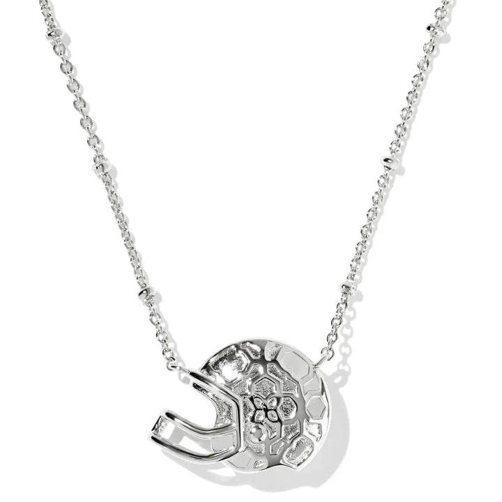 Kendra Scott | Football Helmet Silver Short Pendant Necklace in Ivory Mother-of-Pearl