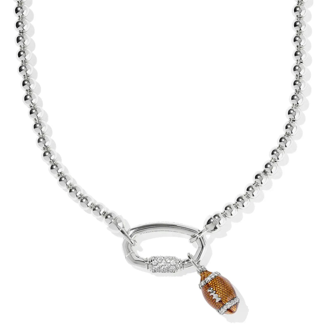 Necklace with a football pendant on a white background