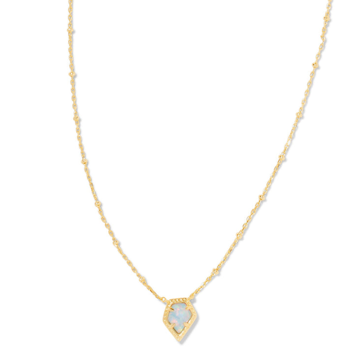 Kendra Scott | Framed Tess Gold Satellite Short Pendant Necklace in Luster Light Blue Kyocera Opal - Giddy Up Glamour Boutique