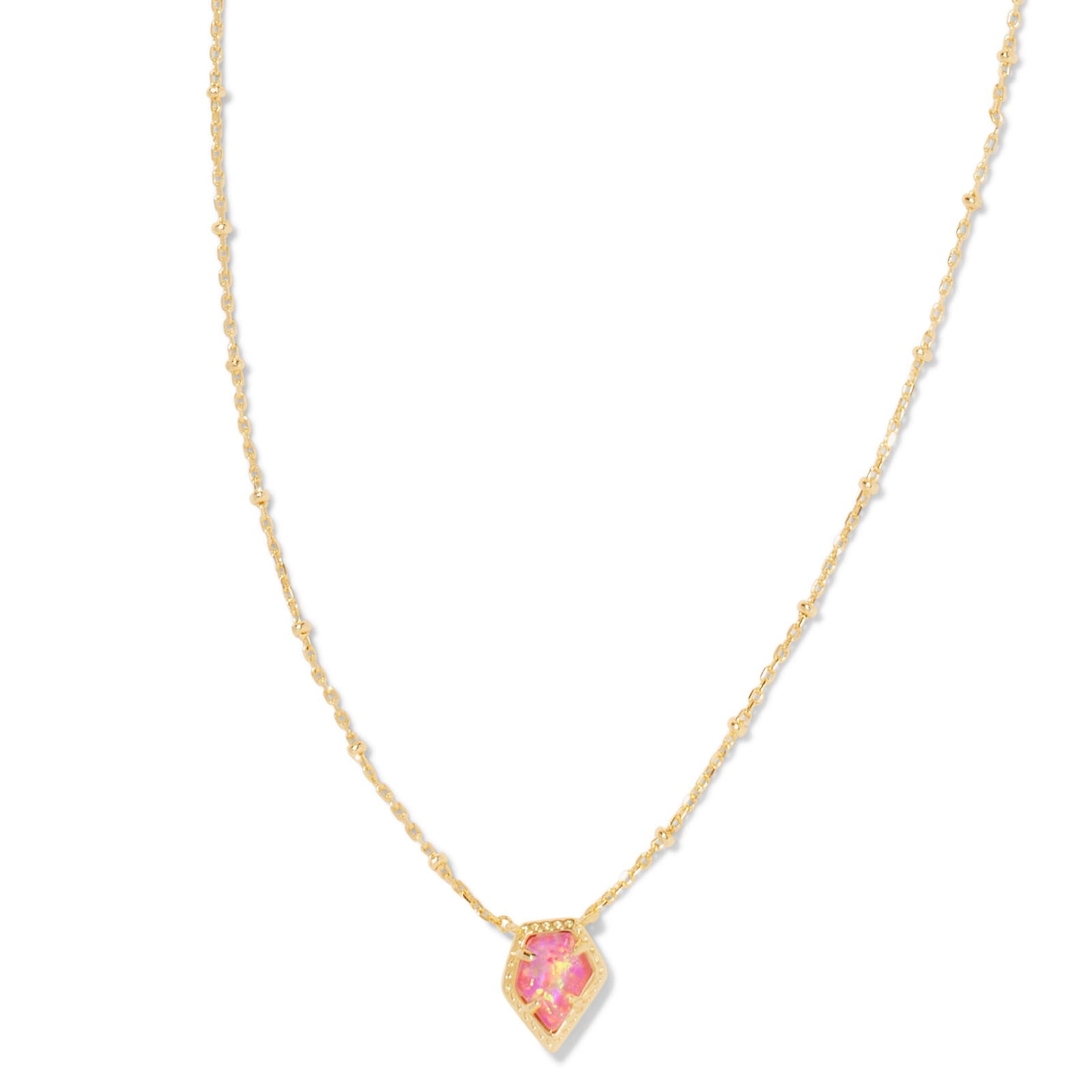 KENDRA SCOTT Sienna Gold Half Sun Pendant Necklace Bright Pink Kyocera Opal newest NWT