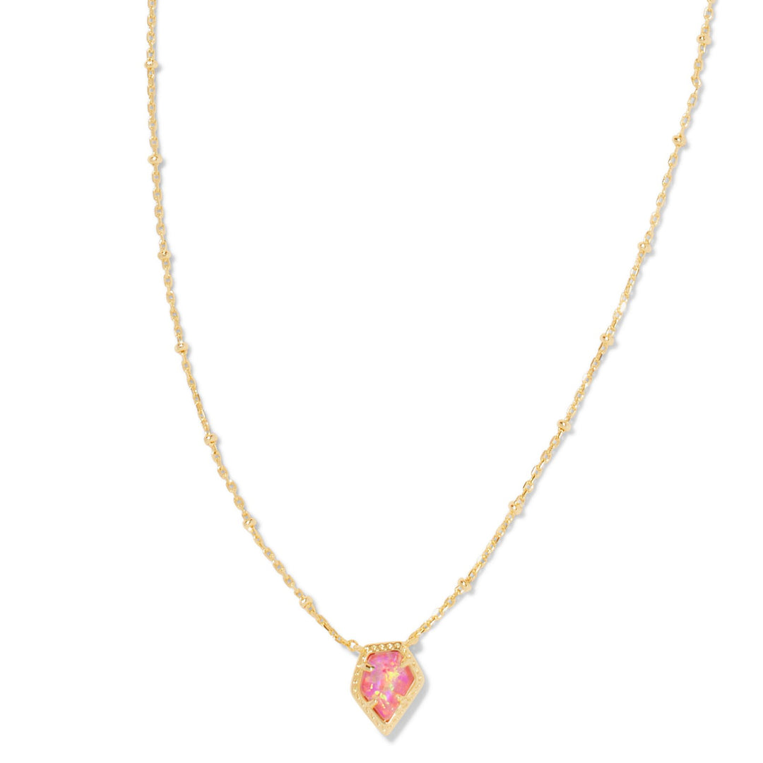 Kendra Scott | Framed Tess Gold Satellite Short Pendant Necklace in Luster Rose Pink Kyocera Opal - Giddy Up Glamour Boutique