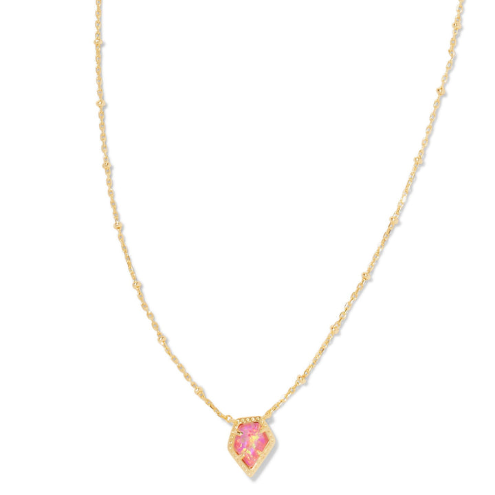 Kendra Scott | Framed Tess Gold Satellite Short Pendant Necklace in Luster Rose Pink Kyocera Opal - Giddy Up Glamour Boutique