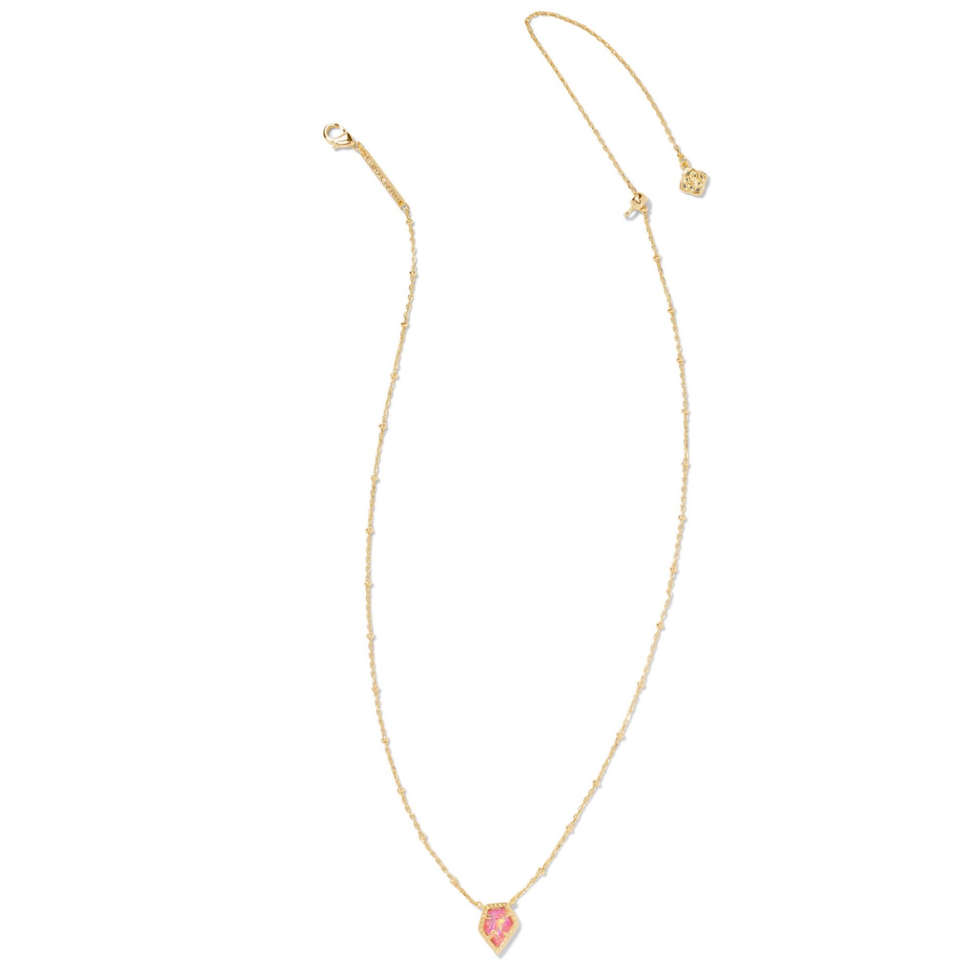 Kendra Scott | Framed Tess Gold Satellite Short Pendant Necklace in Luster Rose Pink Kyocera Opal - Giddy Up Glamour Boutique