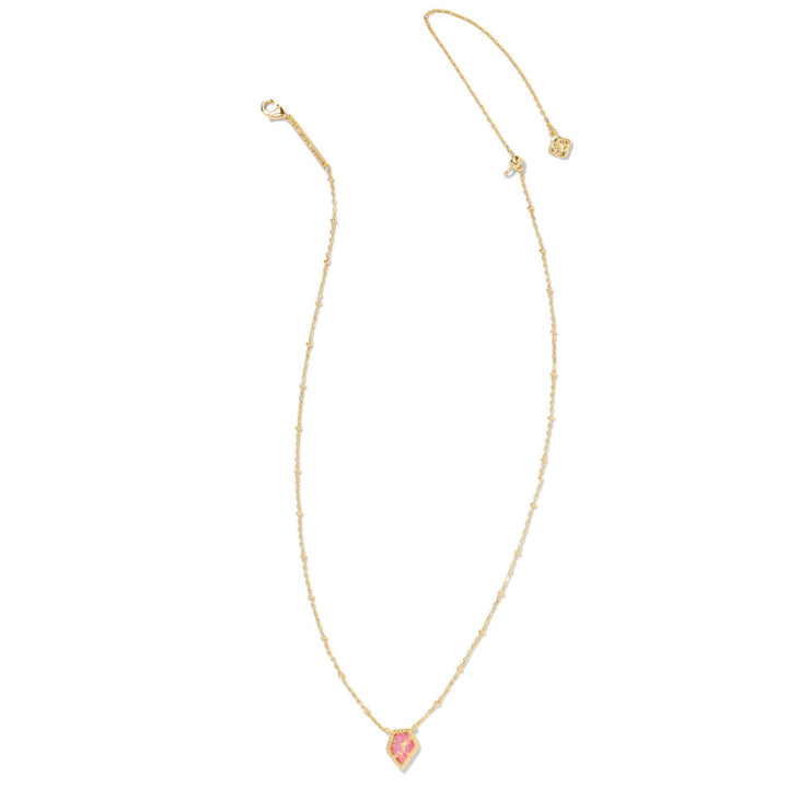 Kendra Scott | Framed Tess Gold Satellite Short Pendant Necklace in Luster Rose Pink Kyocera Opal - Giddy Up Glamour Boutique