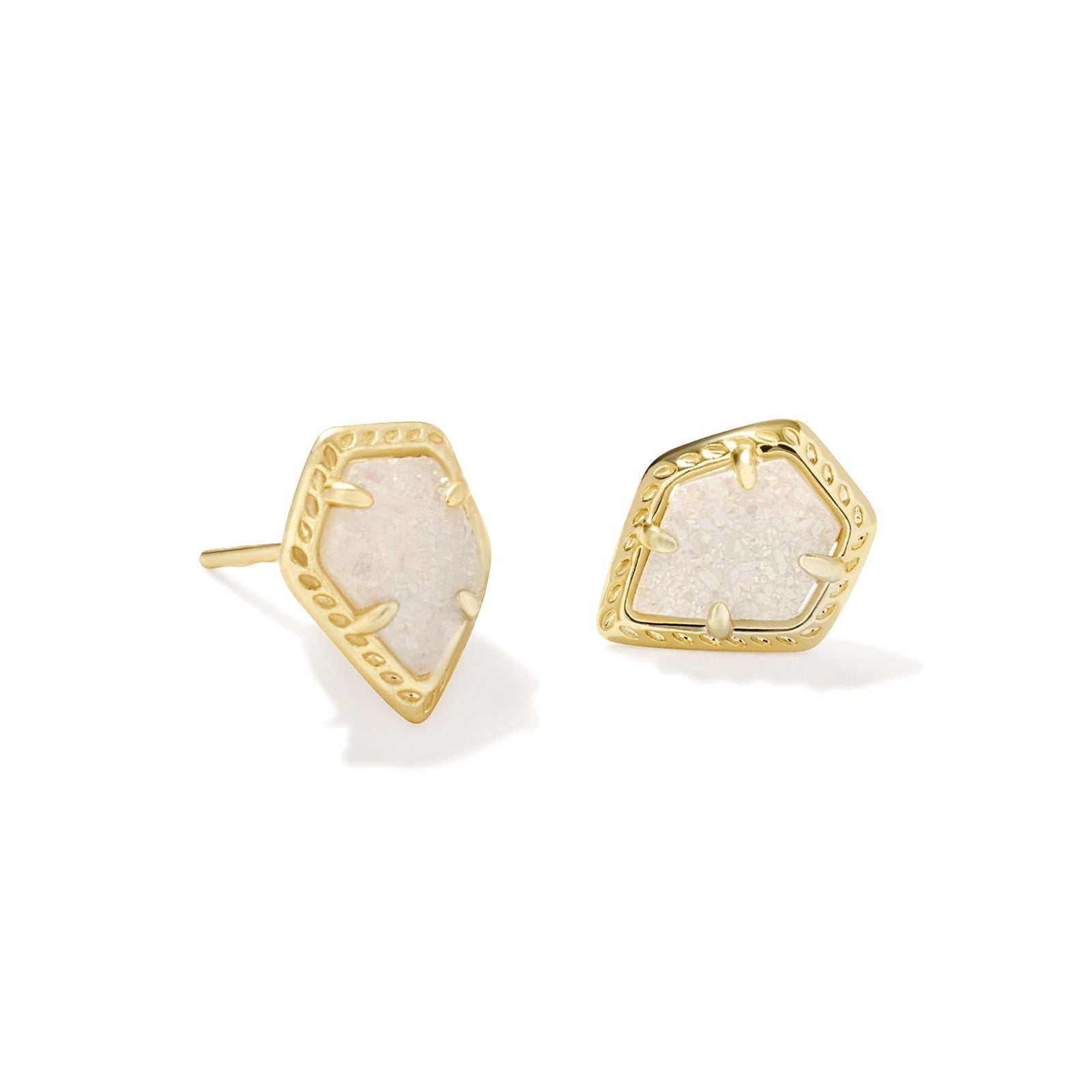 Kendra Scott | Framed Tessa Gold Stud Earrings in Iridescent Drusy - Giddy Up Glamour Boutique
