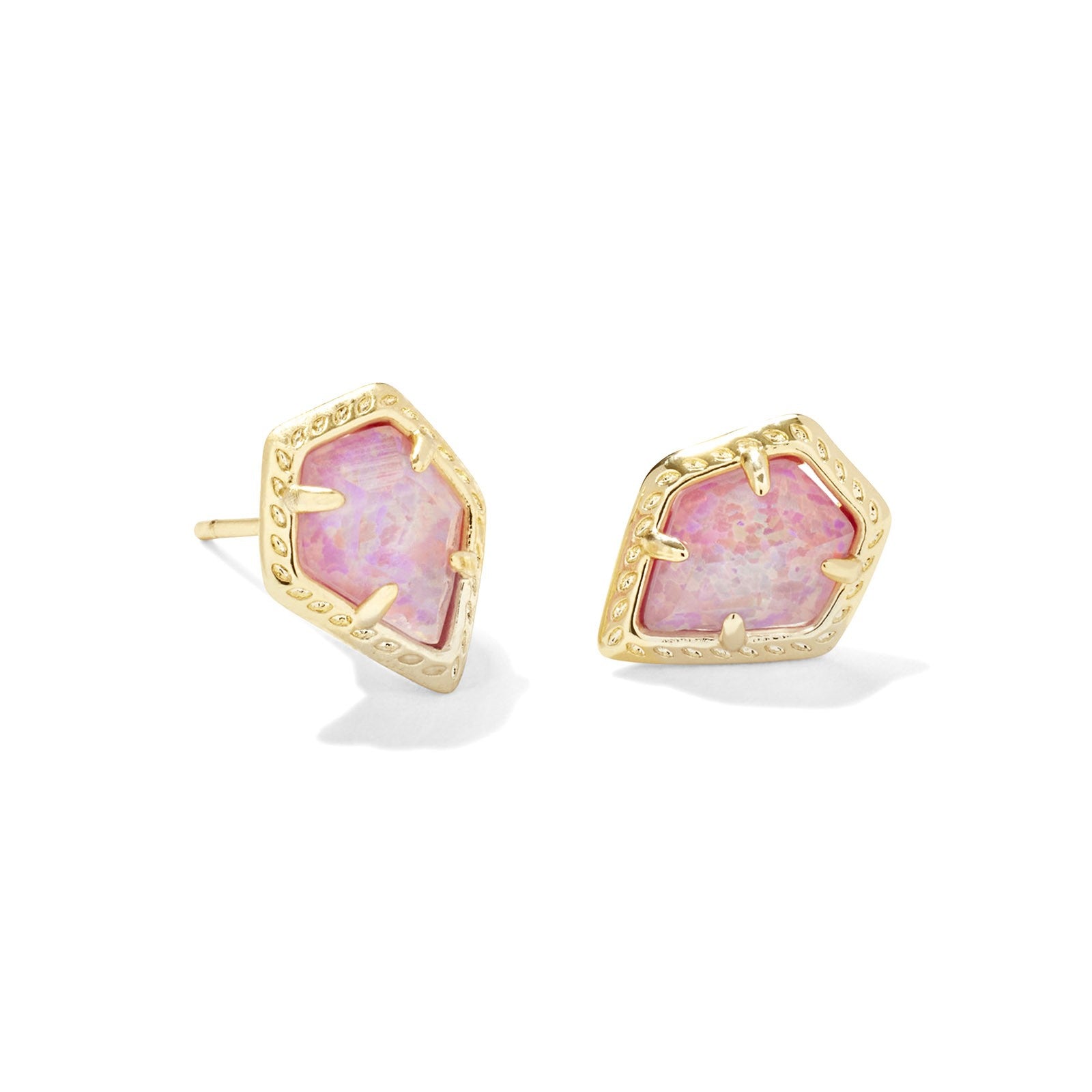 Kendra Scott | Framed Tessa Gold Stud Earrings in Luster Rose Pink Kyocera Opal - Giddy Up Glamour Boutique