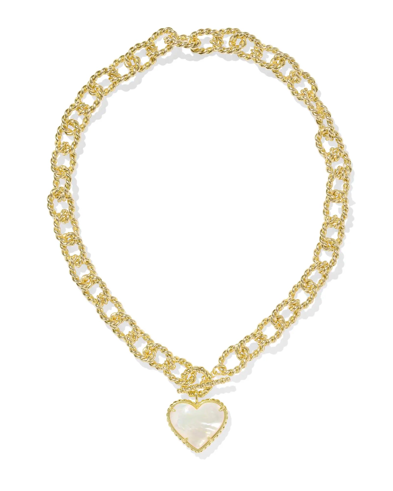 Kendra Scott | Haisley Heart Gold Statement Necklace in Ivory Mother-of-Pearl