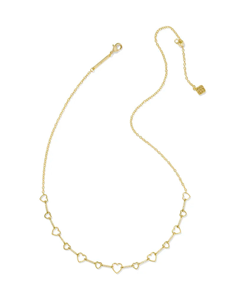 Kendra Scott | Haisley Heart Gold Strand Necklace in White Crystal