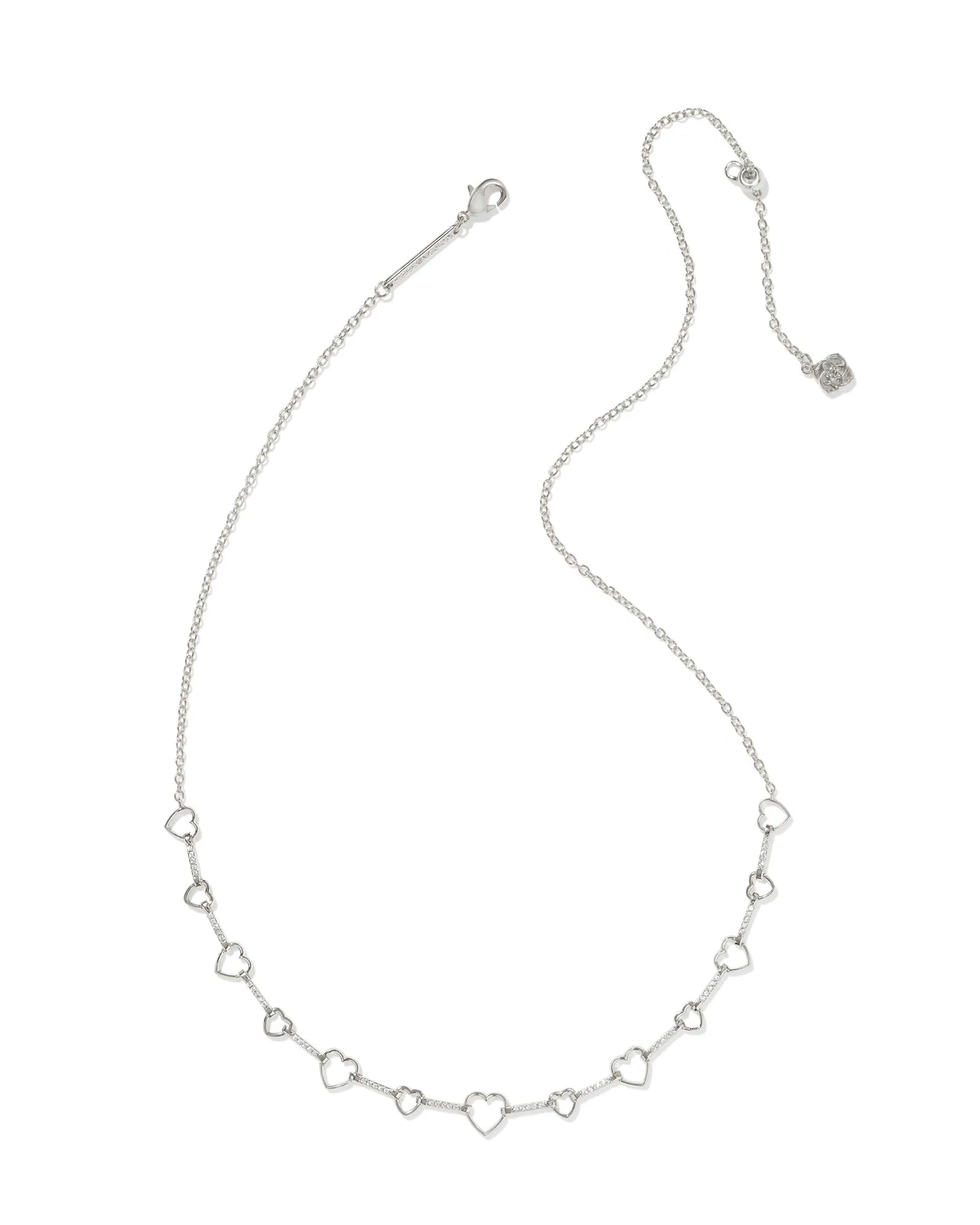 Kendra Scott | Haisley Heart Silver Strand Necklace in White Crystal