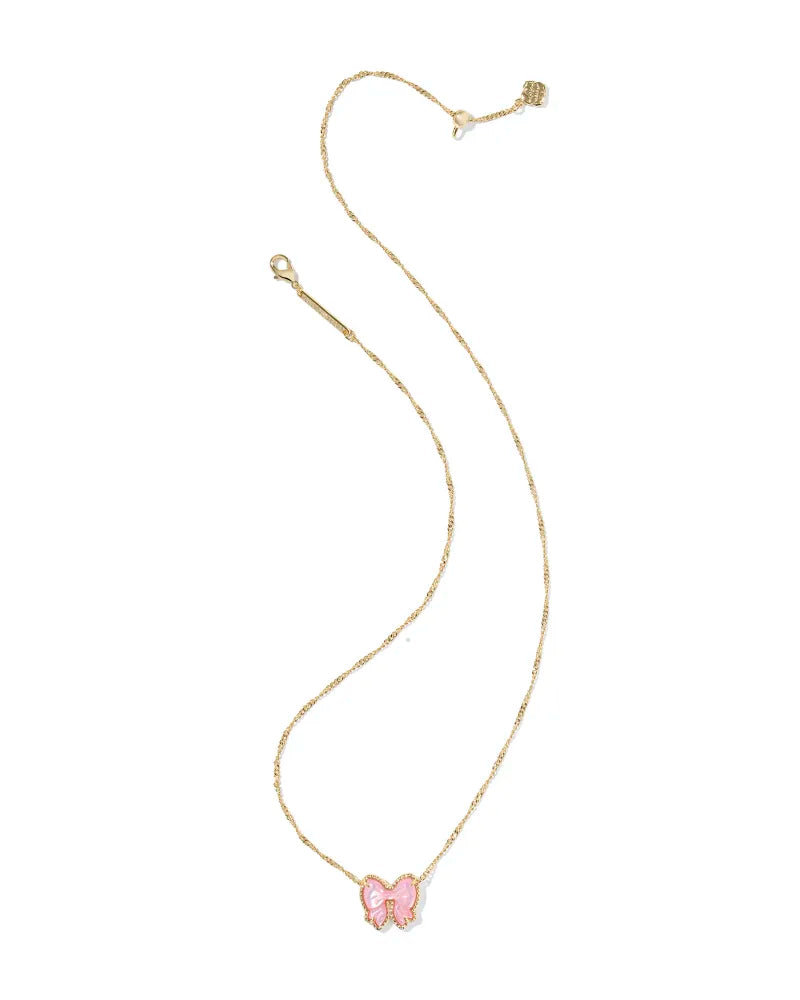Kendra Scott | Haley Bow Gold Short Pendant Necklace in Blush Mother-of-Pearl