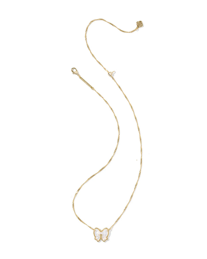 Kendra Scott | Haley Bow Gold Short Pendant Necklace in Ivory Mother-of-Pearl