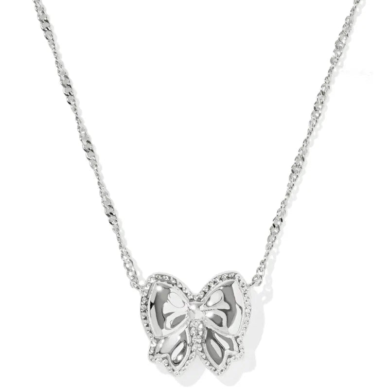 Kendra Scott | Haley Bow Silver Short Pendant Necklace in Ivory Mother-of-Pearl