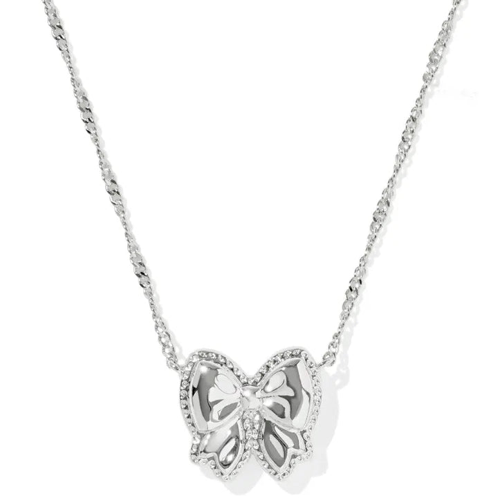 Kendra Scott | Haley Bow Silver Short Pendant Necklace in Ivory Mother-of-Pearl