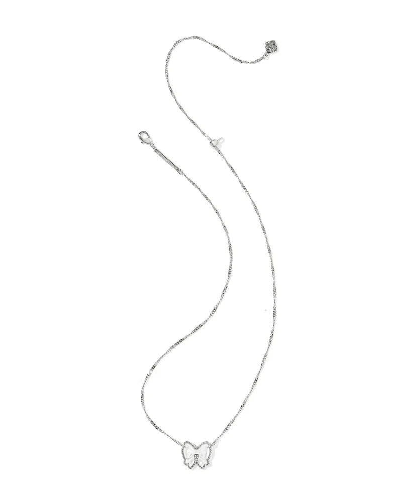 Kendra Scott | Haley Bow Silver Short Pendant Necklace in Ivory Mother-of-Pearl