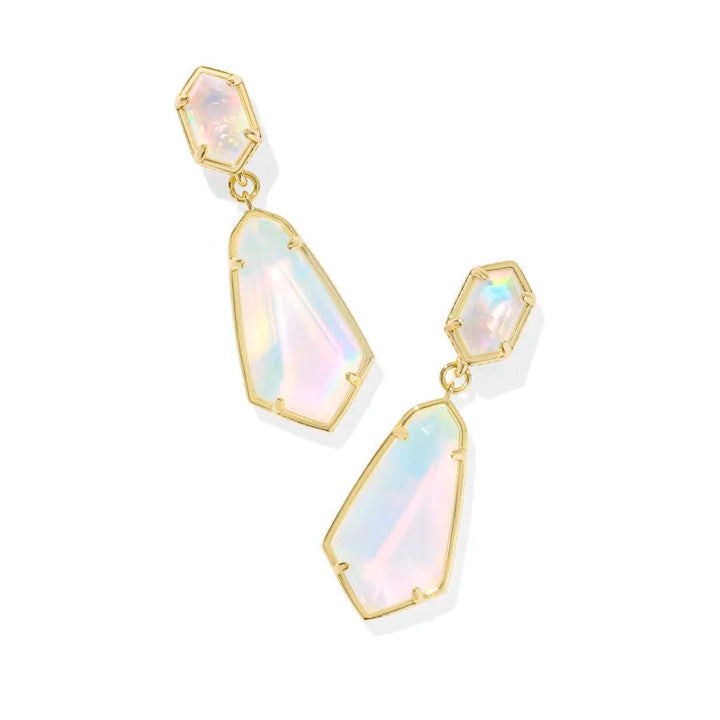 Kendra Scott | Hallie Gold Convertible Drop Earring in White Opalescent Resin