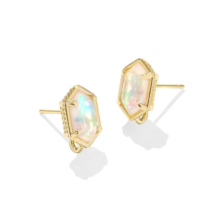 Kendra Scott | Hallie Gold Convertible Drop Earring in White Opalescent Resin