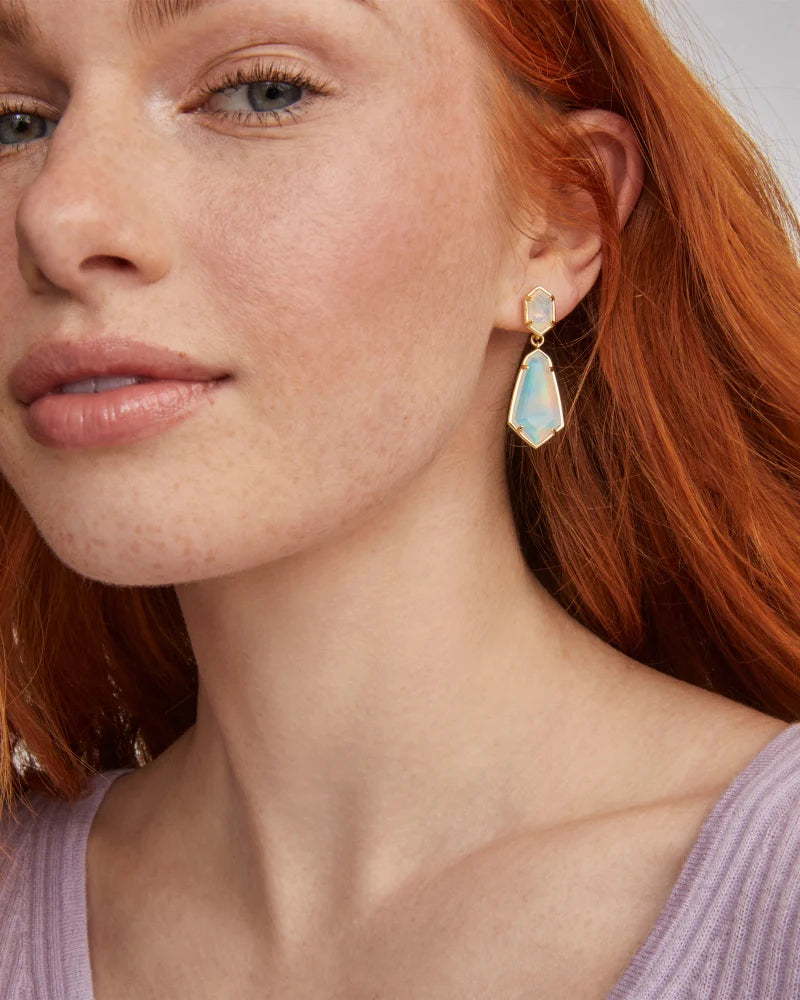 Kendra Scott | Hallie Gold Convertible Drop Earring in White Opalescent Resin