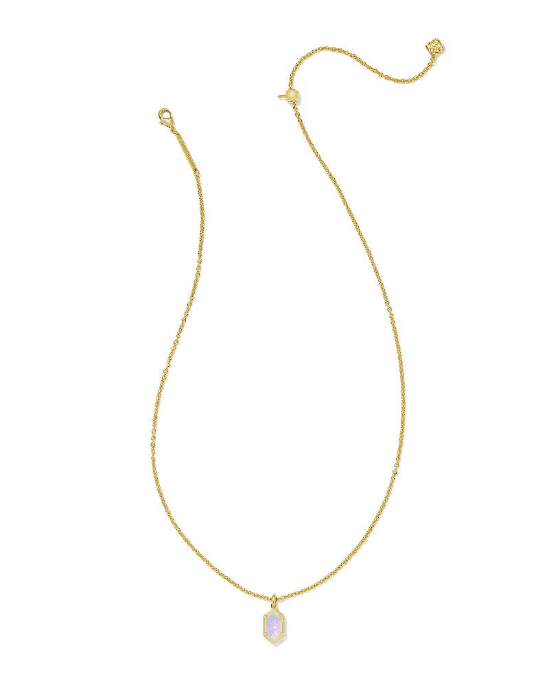 Kendra Scott | Hallie Gold Short Pendant Necklace in White Opalescent