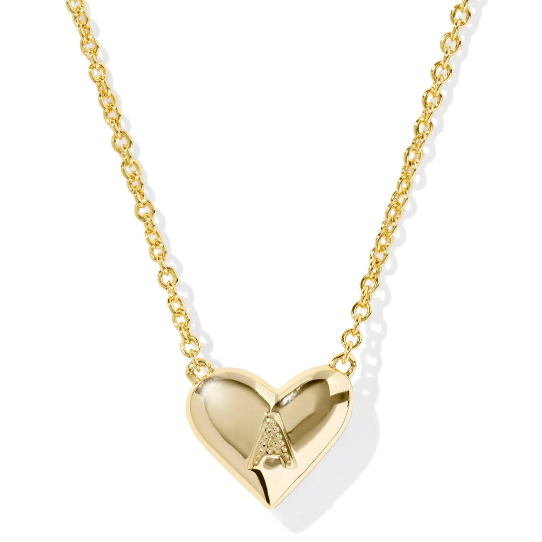 Kendra Scott | Ari Heart Initial Letter Gold Reversible Short Pendant Necklace in Ivory Mother-of-Pearl