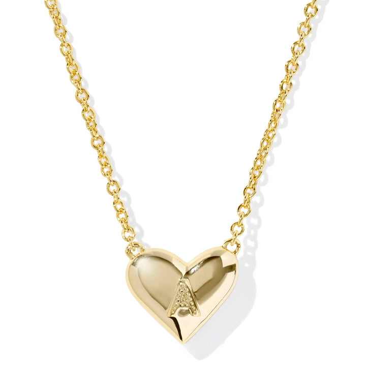 Kendra Scott | Ari Heart Initial Letter Gold Reversible Short Pendant Necklace in Ivory Mother-of-Pearl