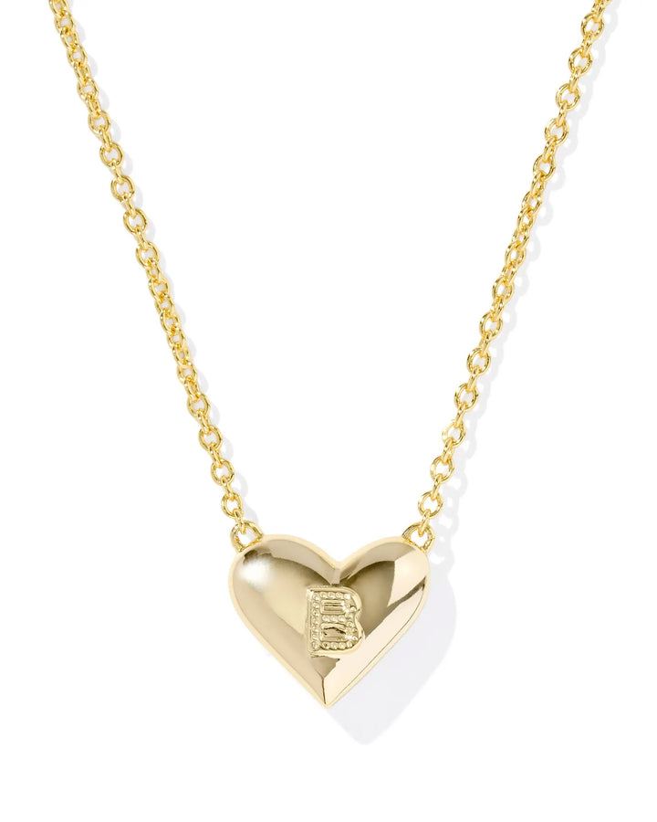 Kendra Scott | Ari Heart Initial Letter Gold Reversible Short Pendant Necklace in Ivory Mother-of-Pearl
