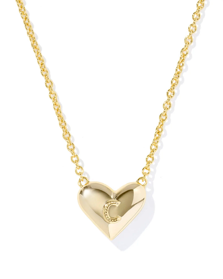 Kendra Scott | Ari Heart Initial Letter Gold Reversible Short Pendant Necklace in Ivory Mother-of-Pearl